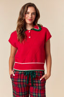 Fantastic Fawn Knit Holiday Sweater Top in Red