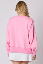 Load image into Gallery viewer, Peach Love Christmas Multi Colored Sequin Bow Sweatshirt in Candy Pink
