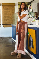 BucketList Color Block Wide Leg Pants in Rust/Nude