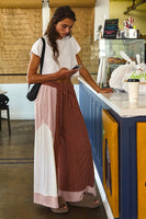 BucketList Color Block Wide Leg Pants in Rust/Nude