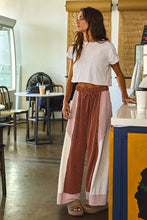 Load image into Gallery viewer, BucketList Color Block Wide Leg Pants in Rust/Nude
