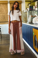 BucketList Color Block Wide Leg Pants in Rust/Nude