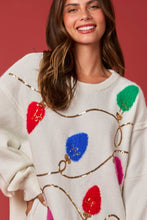 Load image into Gallery viewer, Peach Love OVERSIZED Sweater with Fur Lights and Sequins in Ivory
