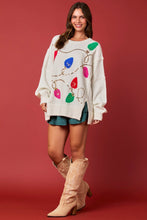 Load image into Gallery viewer, Peach Love OVERSIZED Sweater with Fur Lights and Sequins in Ivory
