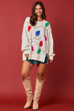 Load image into Gallery viewer, Peach Love OVERSIZED Sweater with Fur Lights and Sequins in Ivory
