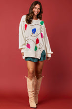 Load image into Gallery viewer, Peach Love OVERSIZED Sweater with Fur Lights and Sequins in Ivory
