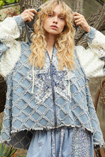 Load image into Gallery viewer, POL OVERSIZED Front Jacquard Star Patched Hooded Jacket in Denim Multi
