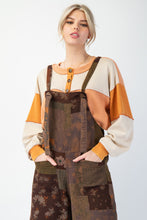 Load image into Gallery viewer, Easel Mixed Print Jumpsuit in Espresso
