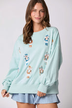 Load image into Gallery viewer, Peach Love Christmas Sequin Nutcracker Sweatshirt in Baby Blue
