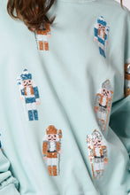 Load image into Gallery viewer, Peach Love Christmas Sequin Nutcracker Sweatshirt in Baby Blue
