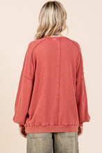 Load image into Gallery viewer, Mittoshop French Terry Pullover Top with Textile Flower Patches in Rust
