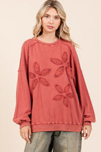 Load image into Gallery viewer, Mittoshop French Terry Pullover Top with Textile Flower Patches in Rust
