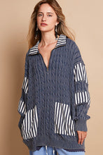 Load image into Gallery viewer, POL Ribbed Knit Pullover Sweater in Blue Heather
