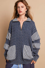 Load image into Gallery viewer, POL Ribbed Knit Pullover Sweater in Blue Heather
