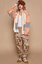 Load image into Gallery viewer, POL Thermal Knit Jacket with Patches in Toasted Almond Multi
