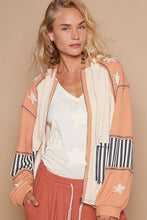 Load image into Gallery viewer, POL Thermal Knit Jacket with Patches in Toasted Almond Multi
