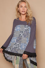 Load image into Gallery viewer, POL Ribbed and Mixed Floral Print Knit Top in Charcoal
