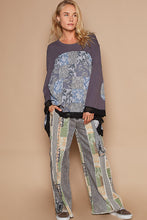 Load image into Gallery viewer, POL Ribbed and Mixed Floral Print Knit Top in Charcoal
