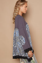 Load image into Gallery viewer, POL Ribbed and Mixed Floral Print Knit Top in Charcoal
