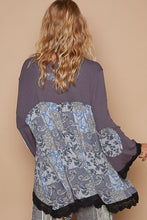 Load image into Gallery viewer, POL Ribbed and Mixed Floral Print Knit Top in Charcoal
