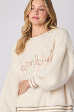 Load image into Gallery viewer, Peach Love THANKFUL Sequin Sweatshirt in Ivory
