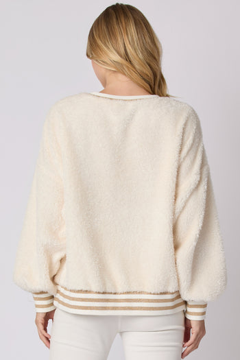 Peach Love THANKFUL Sequin Sweatshirt in Ivory