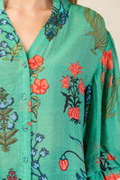 GiGio Mixed Print Button Down Top in Green ON ORDER