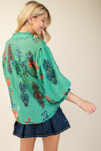 Load image into Gallery viewer, GiGio Mixed Print Button Down Top in Green ON ORDER
