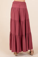 Mittoshop Smocked Waist and Tiered Wide Leg Pants in Sienna