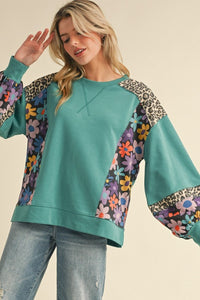 Jodifl Solid Color and Mixed Print Top in Jade Mix