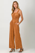 Load image into Gallery viewer, Mystree Suede Wide Leg Jumpsuit in Pumpkin
