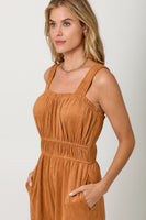 Mystree Suede Wide Leg Jumpsuit in Pumpkin
