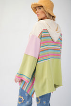 Load image into Gallery viewer, Easel Contrasting Color Block Hooded Top in Cotton Pink
