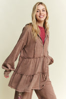 J.Her Ruffled Tiered Hooded Jacket in Caramel