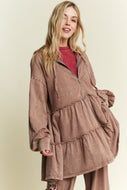 J.Her Ruffled Tiered Hooded Jacket in Caramel
