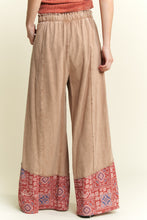 Load image into Gallery viewer, J.Her Mineral Washed Boho Pants with Paisley Print Details in Latte
