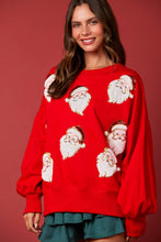 Load image into Gallery viewer, Peach Love Christmas Sequin and Fur Santa Sweatshirt in Red
