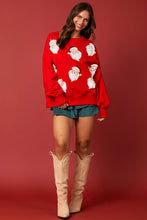 Load image into Gallery viewer, Peach Love Christmas Sequin and Fur Santa Sweatshirt in Red
