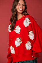 Load image into Gallery viewer, Peach Love Christmas Sequin and Fur Santa Sweatshirt in Red
