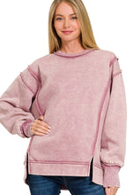 Load image into Gallery viewer, Acid Washed Exposed Seam Sweatshirt in Light Rose
