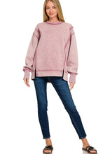 Load image into Gallery viewer, Acid Washed Exposed Seam Sweatshirt in Light Rose
