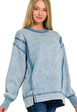 Load image into Gallery viewer, Acid Washed Exposed Seam Sweatshirt in Blue Grey
