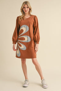 Jodifl Big Flower Patched Dress in Toffee