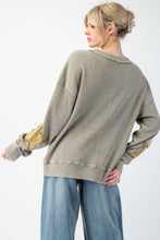 Load image into Gallery viewer, Easel Thermal Knit Top with Star Patches in Faded Olive
