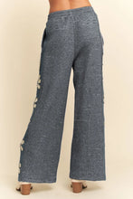 Load image into Gallery viewer, Davi &amp; Dani Heavy Waffle Knit Pants with Flower Patches in Slate Blue
