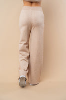 White Birch High Waist Solid Color Knit Pants in Oatmeal