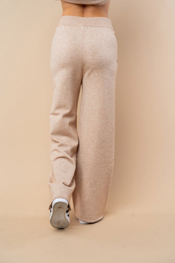White Birch High Waist Solid Color Knit Pants in Oatmeal