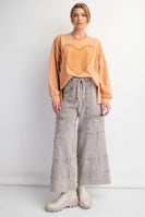 Easel Mineral Washed Terry Knit Pants in Rolling Stone
