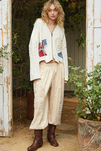 Load image into Gallery viewer, POL OVERSIZED CROPPED Hooded Jacket with Asymmetrical Hemline and Patches in Cream
