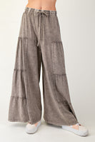 Easel Mineral Washed Tiered Pants in Ash Mocha